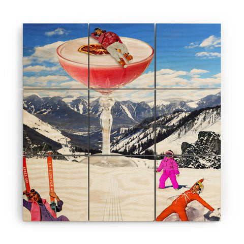 carolineellisart Skis in the Clouds Wood Wall Mural