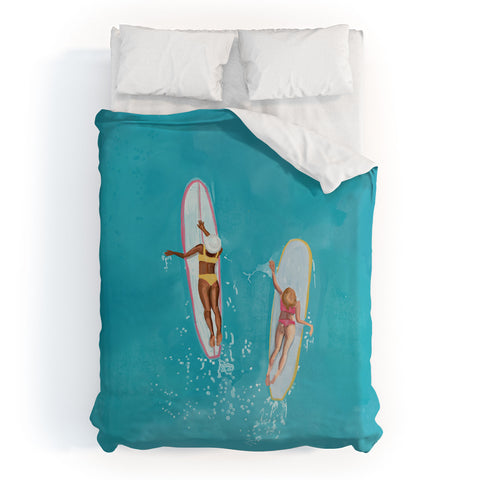 carolineellisart Surfer Girls I Duvet Cover