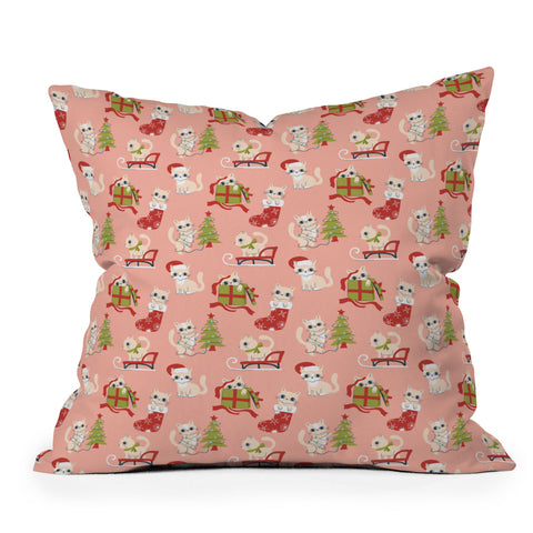 Carrie Cantwell Cute Christmas Cats Throw Pillow