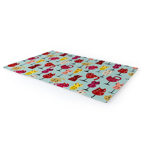 Carrie Cantwell Feline Wine Cats in Wine Glass Area Rug
