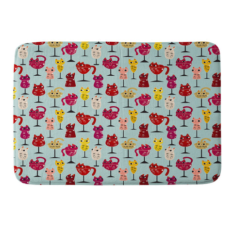 Carrie Cantwell Feline Wine Cats in Wine Glass Memory Foam Bath Mat