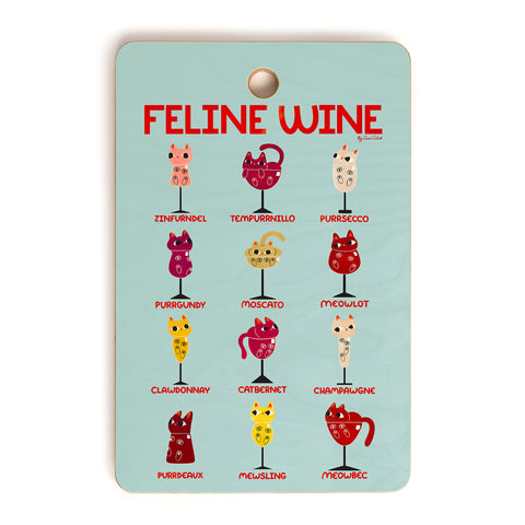 Carrie Cantwell Feline Wine Cats in Wine Glass Cutting Board Rectangle