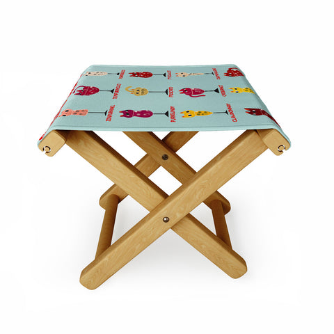 Carrie Cantwell Feline Wine Cats in Wine Glass Folding Stool