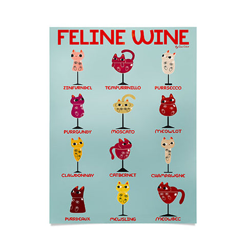 Carrie Cantwell Feline Wine Cats in Wine Glass Poster