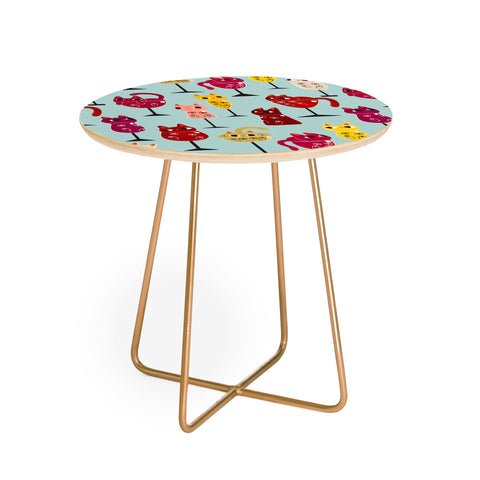 Carrie Cantwell Feline Wine Cats in Wine Glass Round Side Table