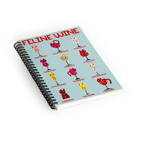 Carrie Cantwell Feline Wine Cats in Wine Glass Spiral Notebook