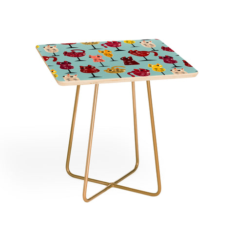 Carrie Cantwell Feline Wine Cats in Wine Glass Side Table