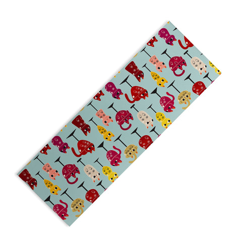 Carrie Cantwell Feline Wine Cats in Wine Glass Yoga Mat