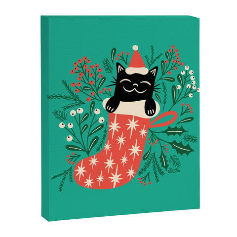 Carrie Cantwell Festive Feline Art Canvas