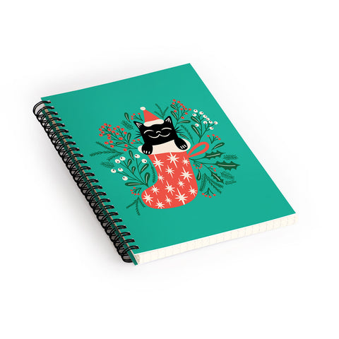 Carrie Cantwell Festive Feline Spiral Notebook