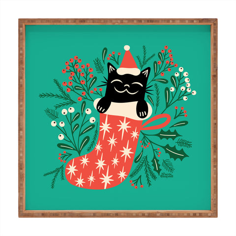Carrie Cantwell Festive Feline Square Tray