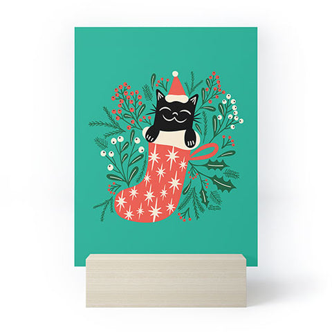 Carrie Cantwell Festive Feline Mini Art Print