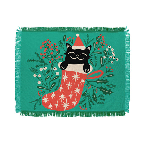 Carrie Cantwell Festive Feline Throw Blanket
