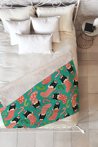 Carrie Cantwell Festive Felines Fleece Throw Blanket