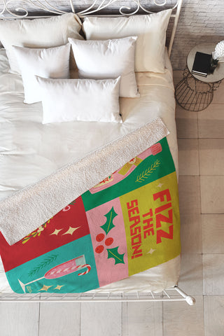 Carrie Cantwell Fizz The Season Happy Holiday Fleece Throw Blanket