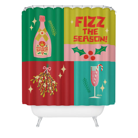 Carrie Cantwell Fizz The Season Happy Holiday Shower Curtain