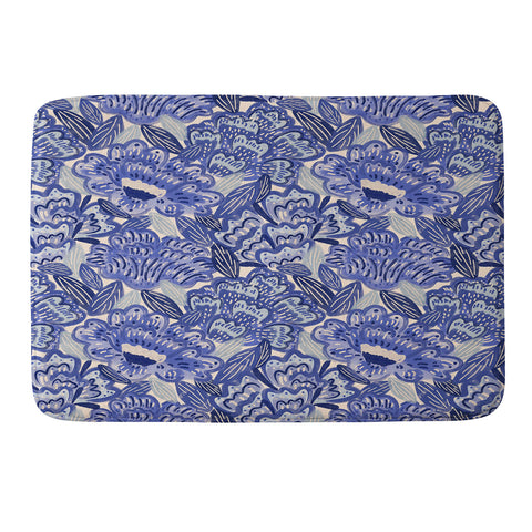Carrie Cantwell French Country Blue Floral Memory Foam Bath Mat