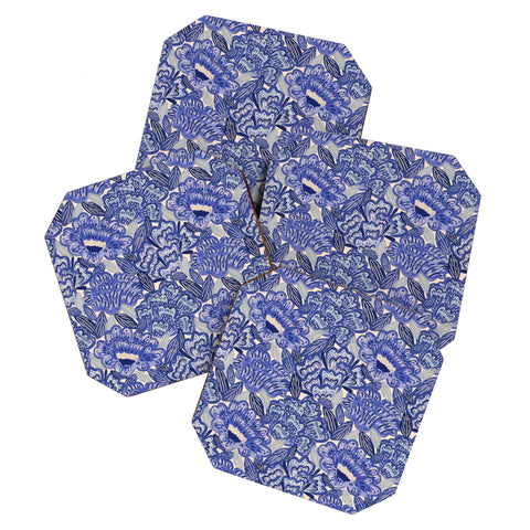 Carrie Cantwell French Country Blue Floral Coaster Set