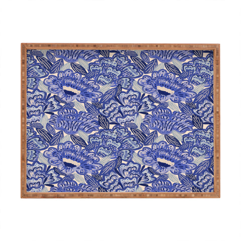 Carrie Cantwell French Country Blue Floral Rectangular Tray
