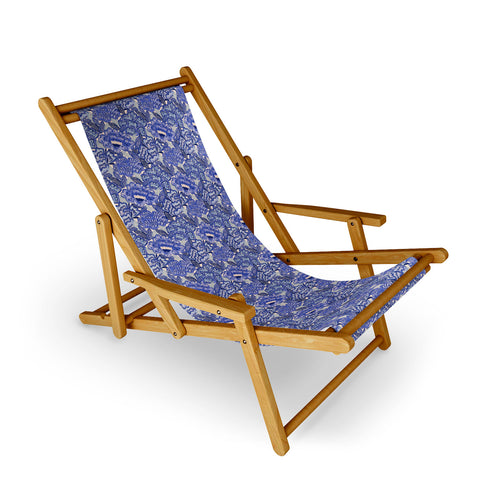 Carrie Cantwell French Country Blue Floral Sling Chair