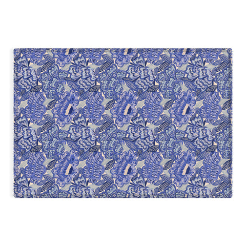 Carrie Cantwell French Country Blue Floral Outdoor Rug