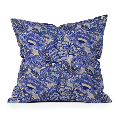 Carrie Cantwell French Country Blue Floral Throw Pillow