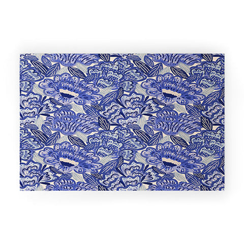 Carrie Cantwell French Country Blue Floral Welcome Mat