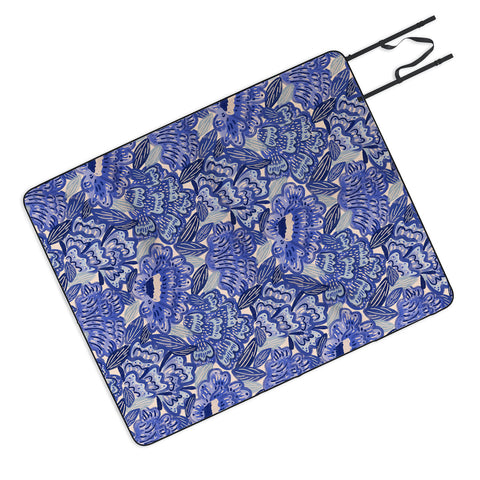 Carrie Cantwell French Country Blue Floral Picnic Blanket