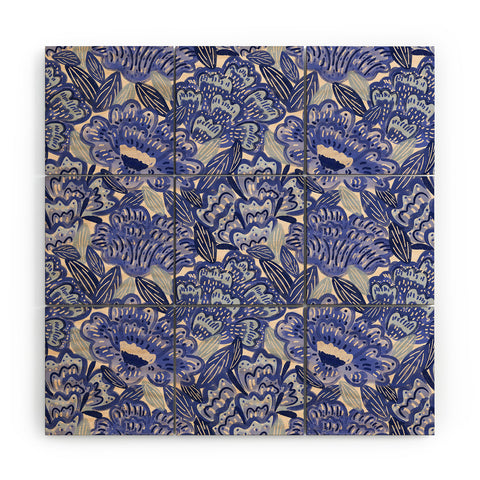 Carrie Cantwell French Country Blue Floral Wood Wall Mural