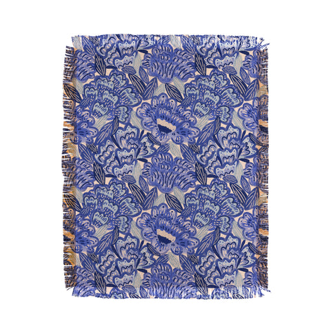 Carrie Cantwell French Country Blue Floral Throw Blanket
