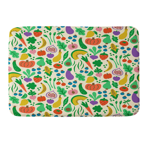 Carrie Cantwell Fruits Veggies Memory Foam Bath Mat