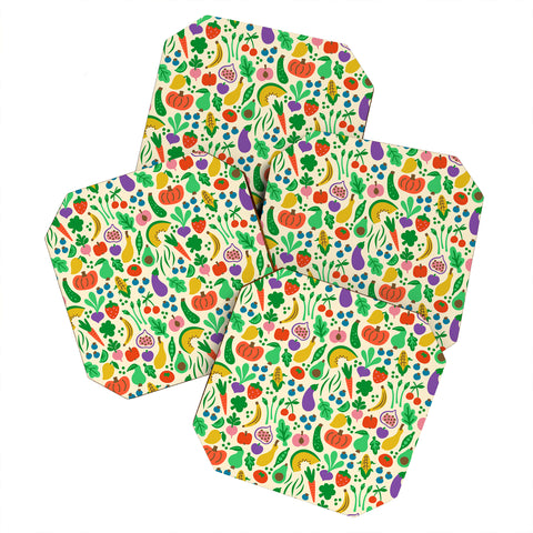 Carrie Cantwell Fruits Veggies Coaster Set
