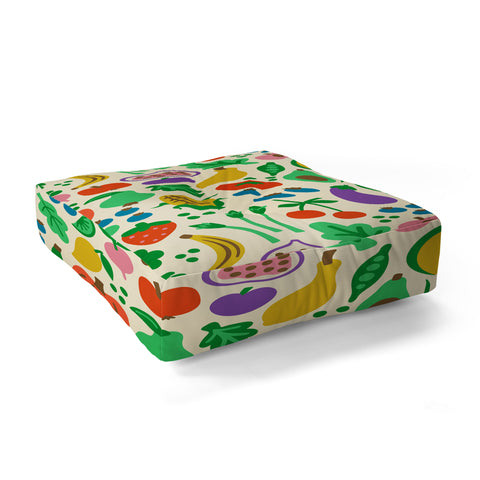 Carrie Cantwell Fruits Veggies Floor Pillow Square