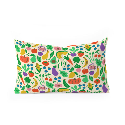Carrie Cantwell Fruits Veggies Oblong Throw Pillow