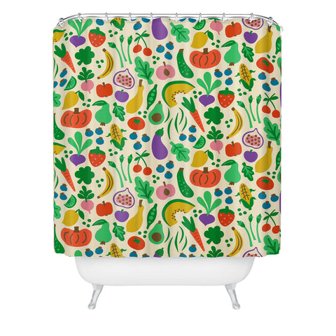 Carrie Cantwell Fruits Veggies Shower Curtain