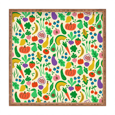 Carrie Cantwell Fruits Veggies Square Tray
