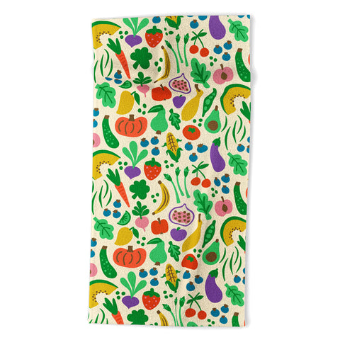 Carrie Cantwell Fruits Veggies Beach Towel