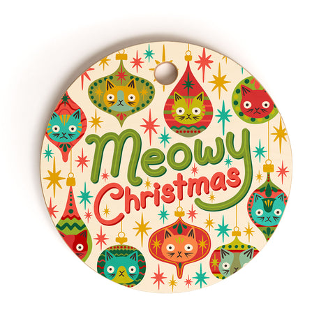 Carrie Cantwell Meowy Christmas Cutting Board Round