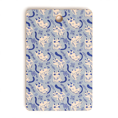 Carrie Cantwell Purrcelin Cats Cutting Board Rectangle
