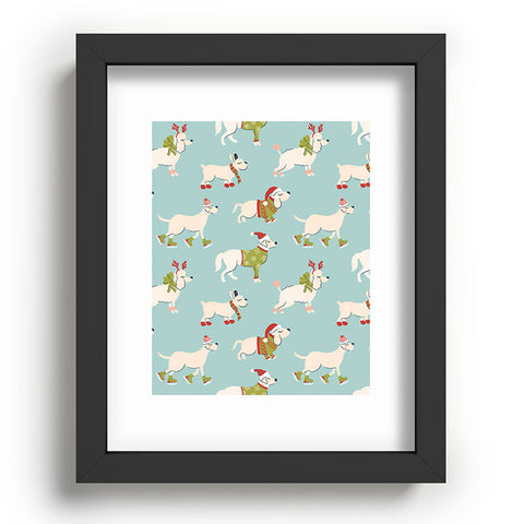 Carrie Cantwell Retro Christmas Winter Dogs Recessed Framing Rectangle
