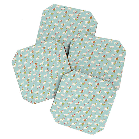 Carrie Cantwell Retro Christmas Winter Dogs Coaster Set