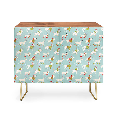 Carrie Cantwell Retro Christmas Winter Dogs Credenza