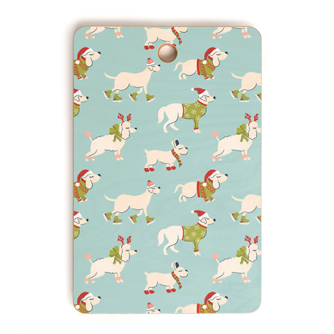 Carrie Cantwell Retro Christmas Winter Dogs Cutting Board Rectangle