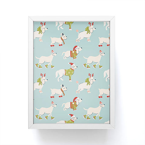 Carrie Cantwell Retro Christmas Winter Dogs Framed Mini Art Print