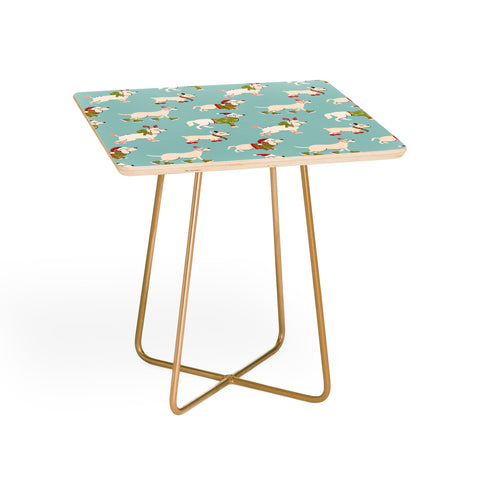 Carrie Cantwell Retro Christmas Winter Dogs Side Table