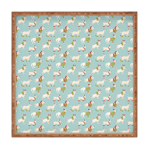 Carrie Cantwell Retro Christmas Winter Dogs Square Tray