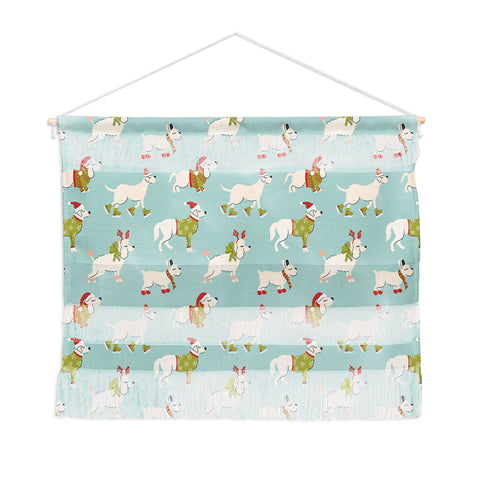 Carrie Cantwell Retro Christmas Winter Dogs Wall Hanging Landscape
