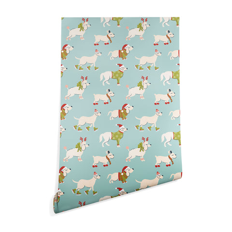 Carrie Cantwell Retro Christmas Winter Dogs Wallpaper