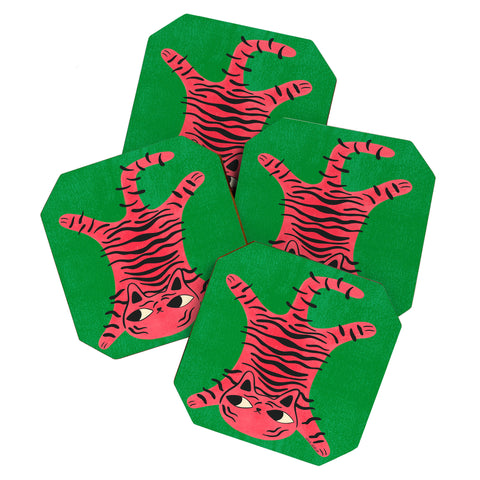 Carrie Cantwell Silly Cat Rug Coaster Set