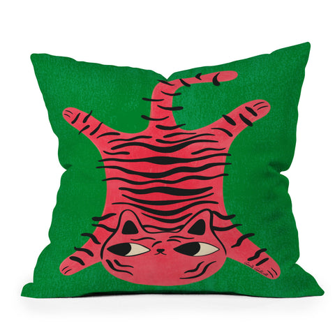 Carrie Cantwell Silly Cat Rug Throw Pillow